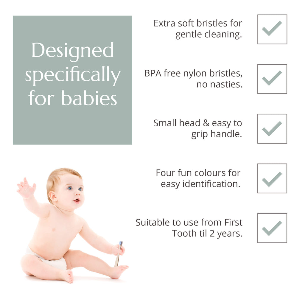 Baby Bamboo Toothbrush - 4 Pack - Extra Soft Bristles