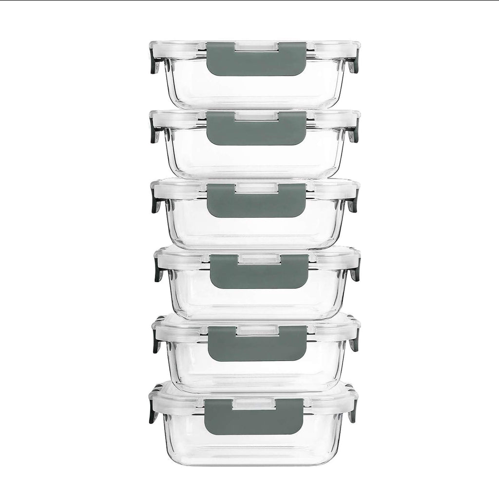 Glass Kids Meal Prep Containers with Airtight Lids [6 pack]