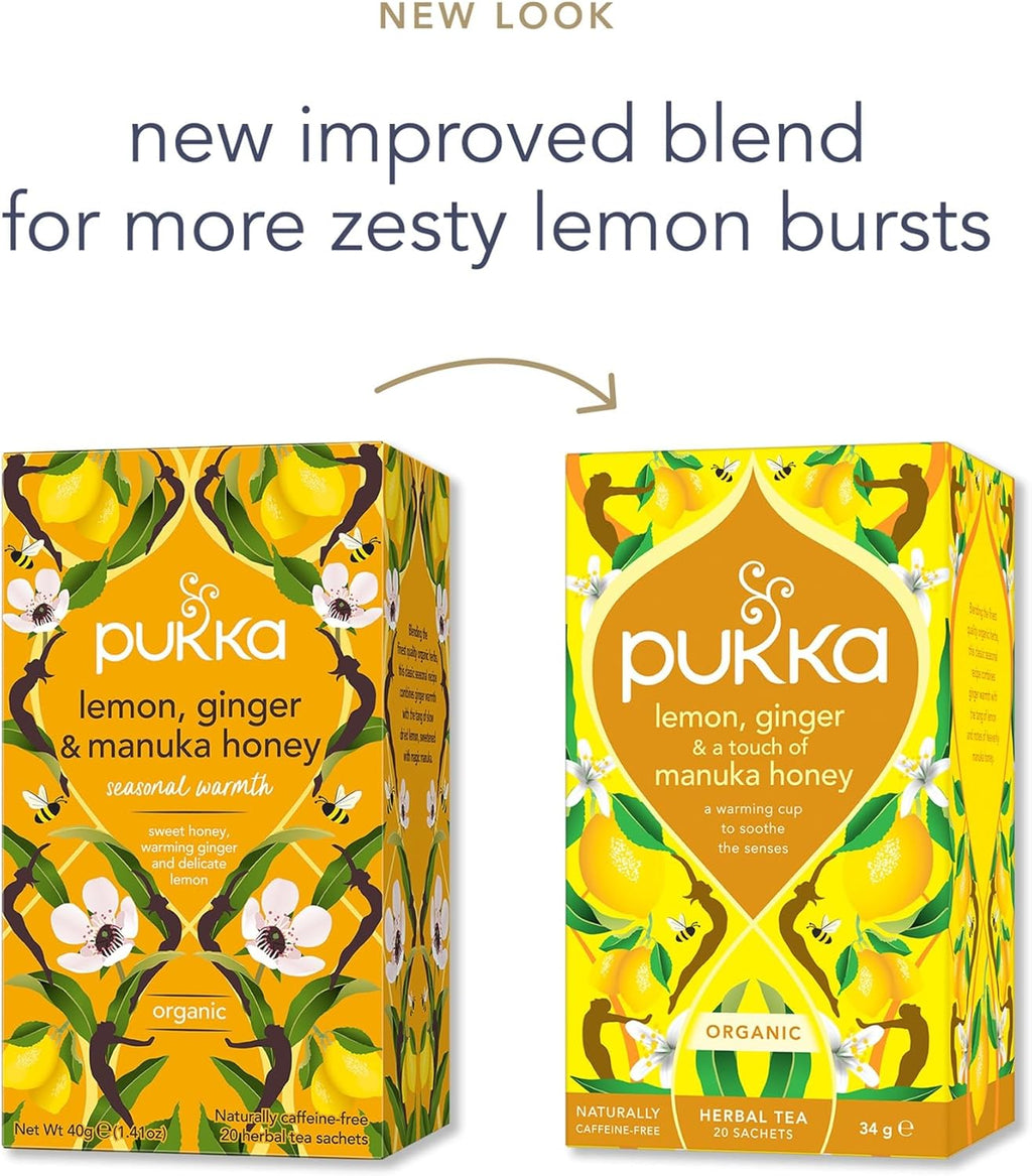 4 x Pukka Organic Lemon Ginger Manuka Honey Tea 20 S