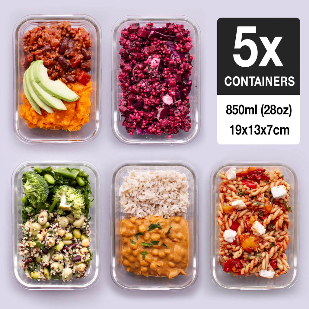 Glass Containers with Airtight Lids - [5 Pack]