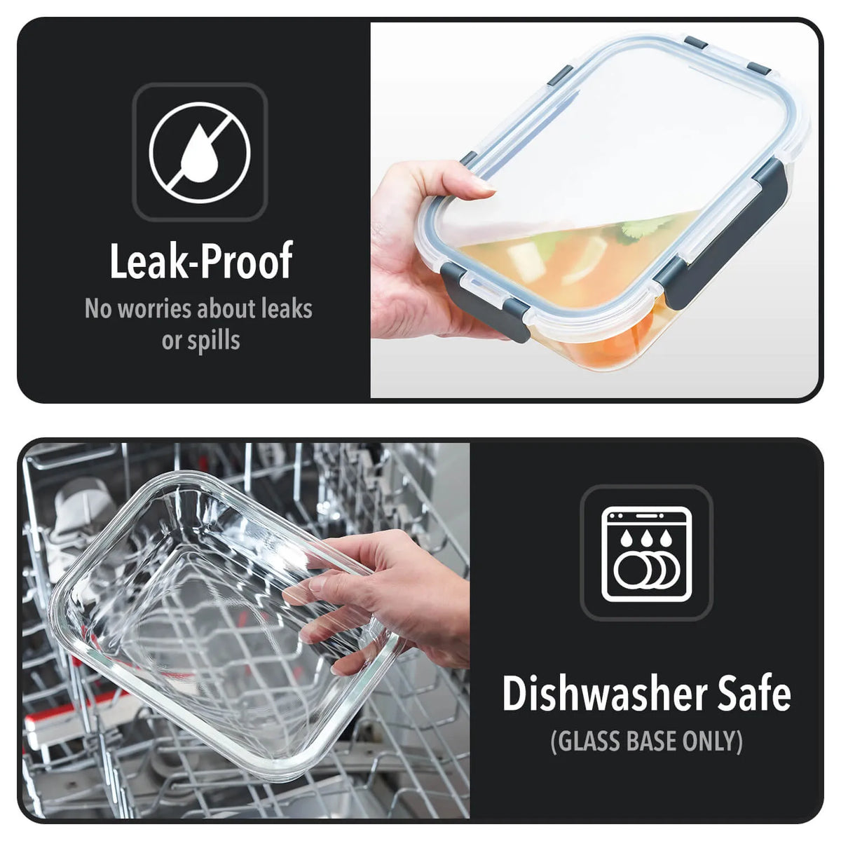 Glass Containers with Airtight Lids - [10 Pack]