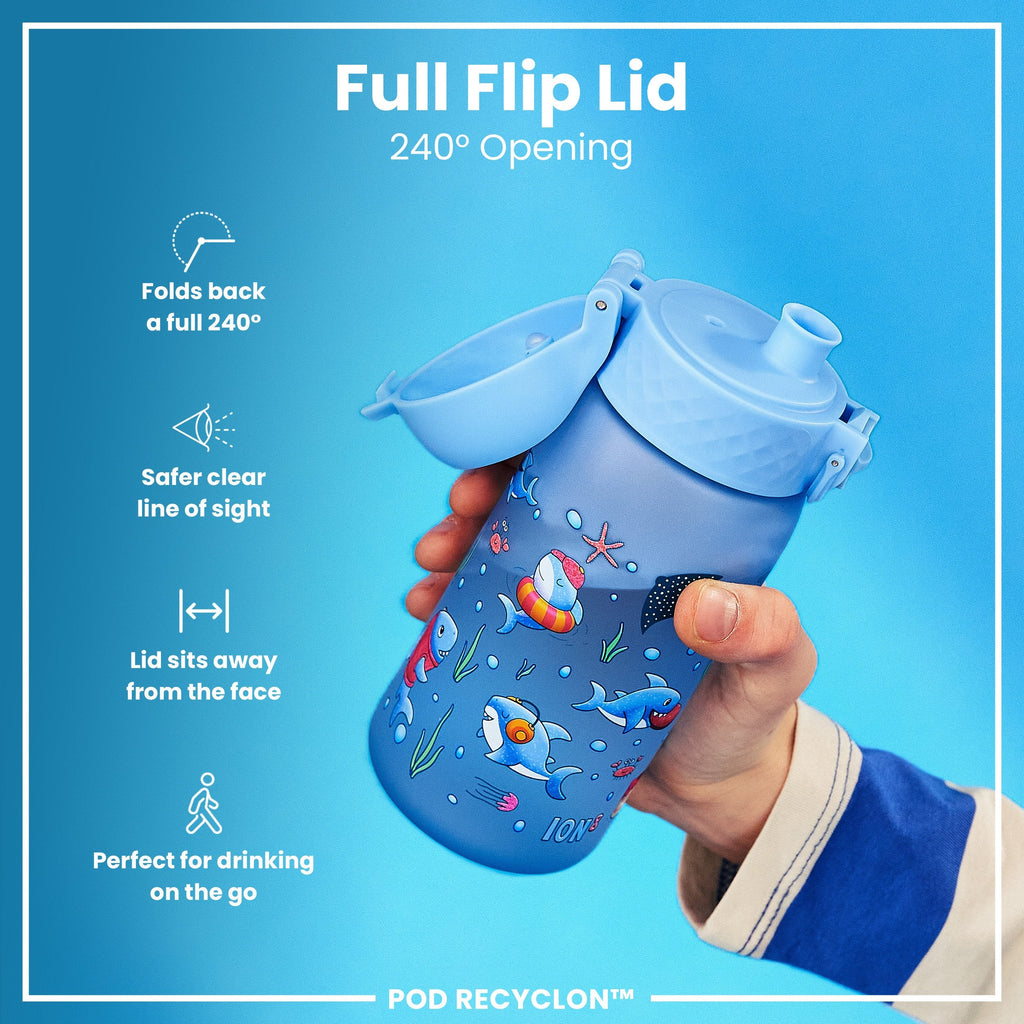 Leak Proof Kids Water Bottle, Recyclon, Sharks, 350ml (12oz)