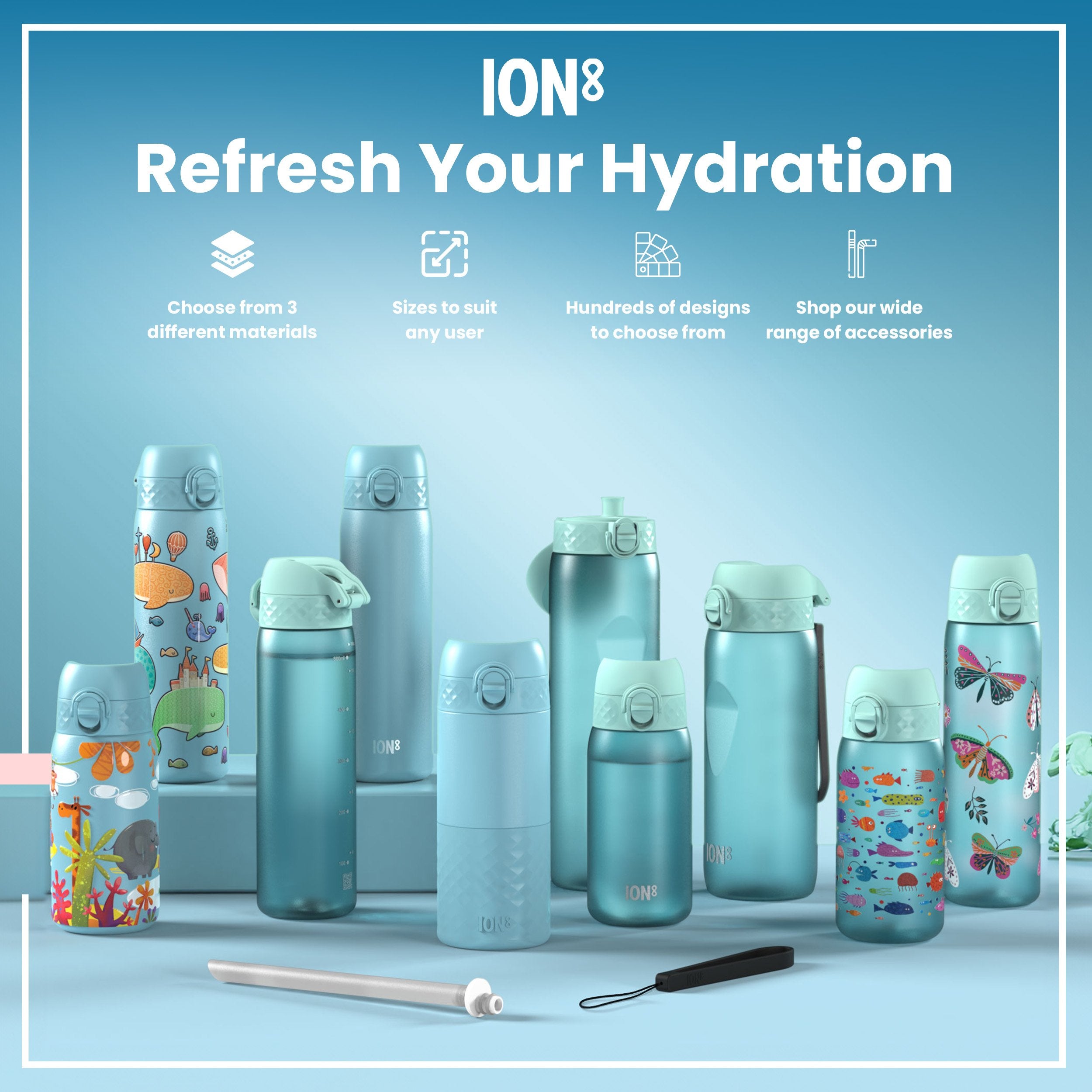 Leak Proof Kids Water Bottle, Recyclon, Robots, 350ml (12oz)