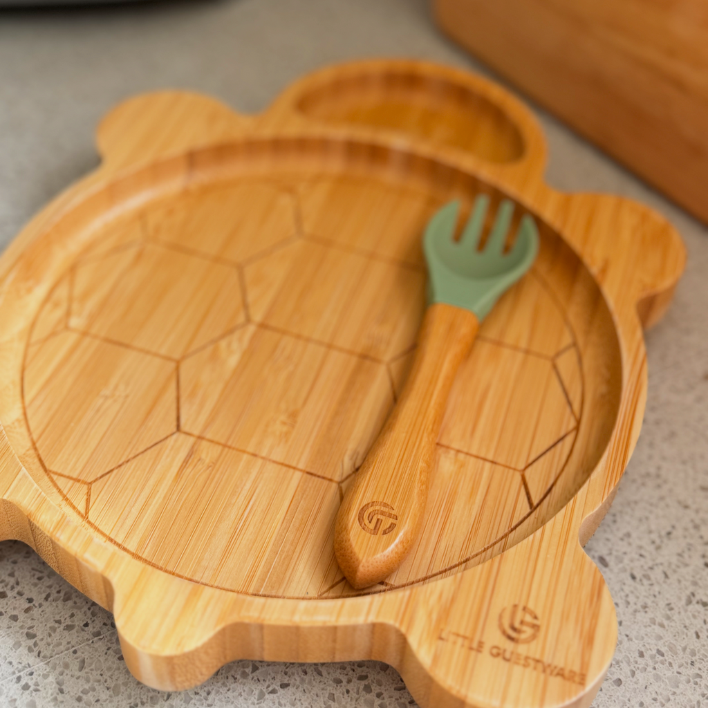 Bamboo Plate & Fork - Turtle