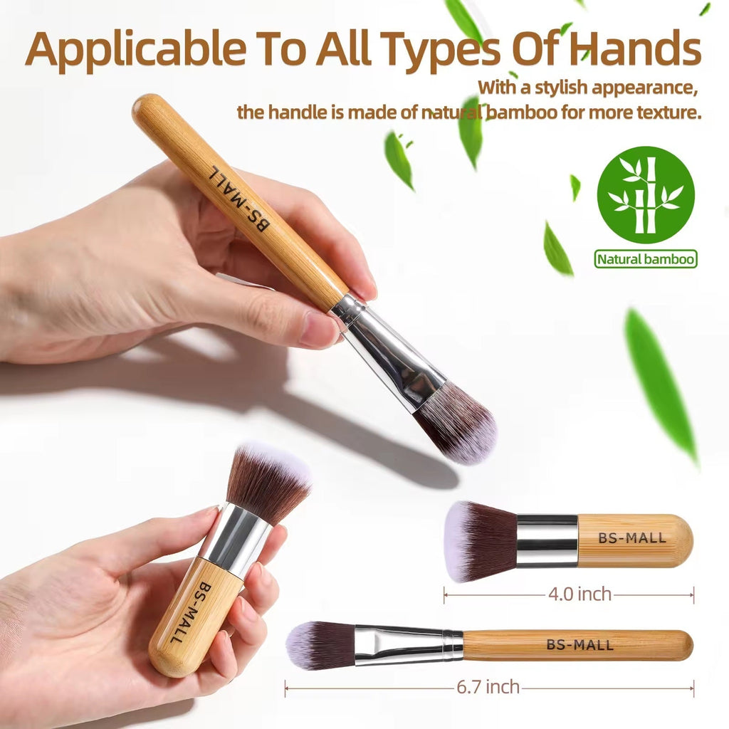 Bamboo Plastic Free Makeup Brushes, Soft Bristles For Makeup Application - 12 Pack
