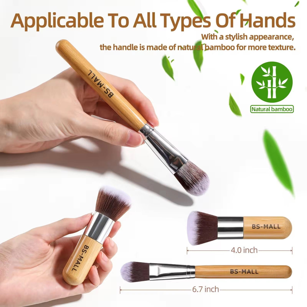 Bamboo Plastic Free Makeup Brushes, Soft Bristles For Makeup Application - 12 Pack