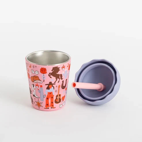 Cowgirl Toddler Smoothie Cup with Lid & Straw