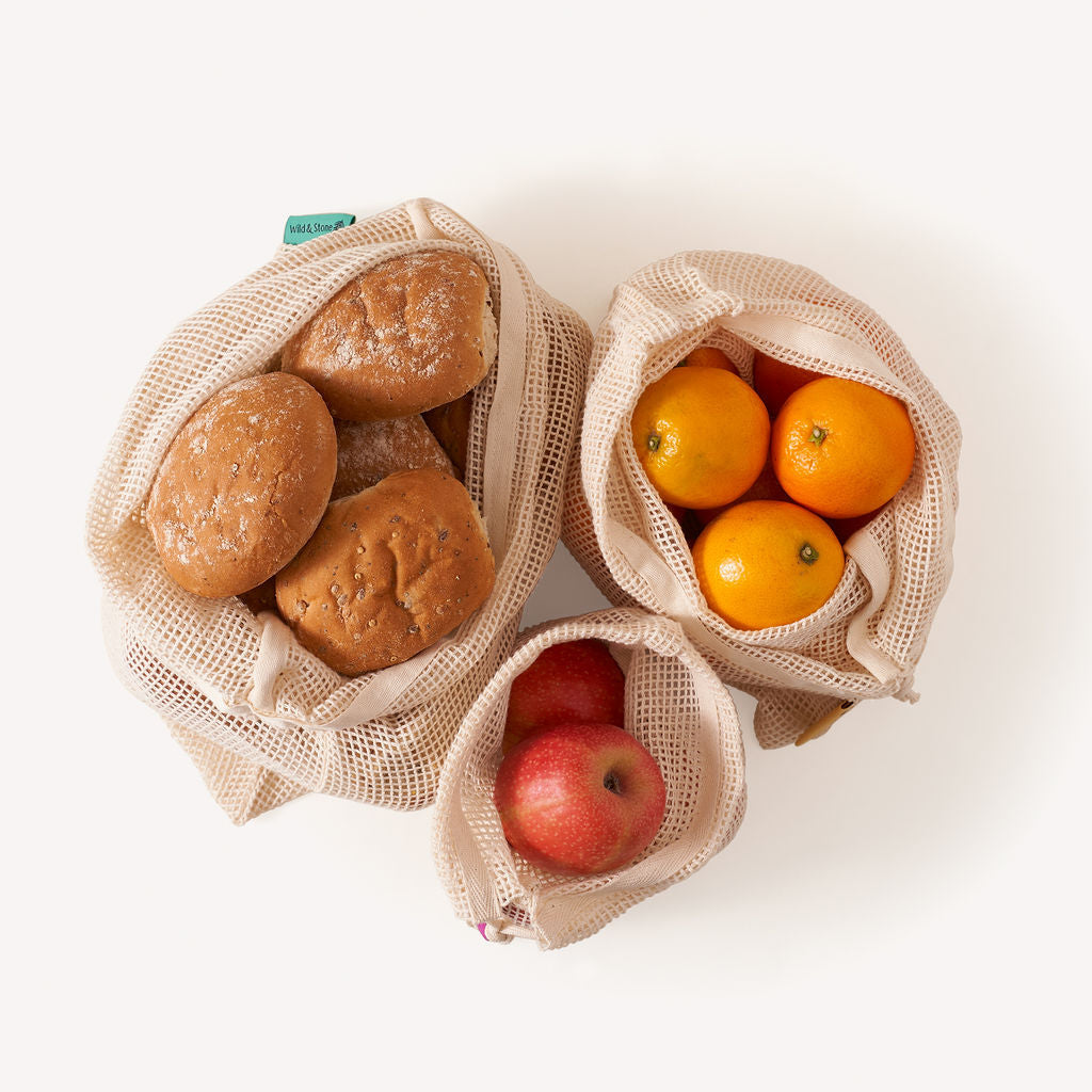 Reusable Mesh Produce Bags - Organic Cotton - 3 Pack