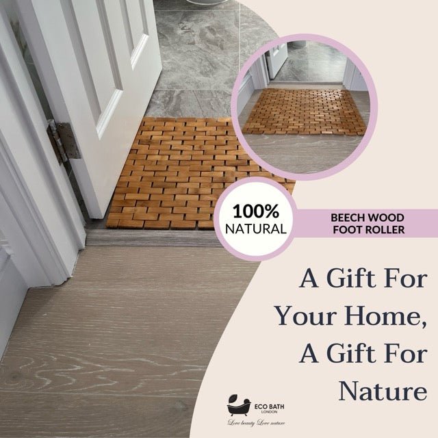 Eco Bath London Bamboo Bath Mat - Roll Up Shower Mat, Anti-Slip and Waterproof Bathroom Spa Shower Mat