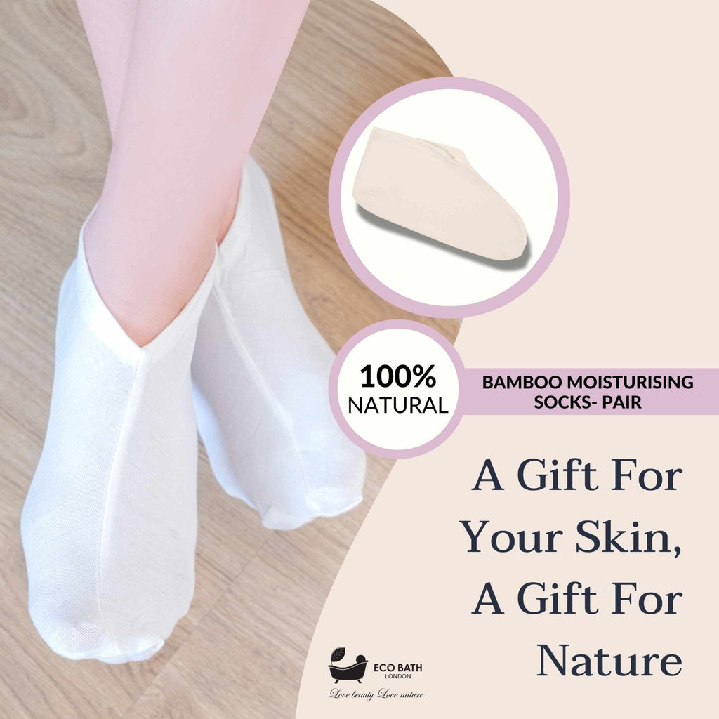 Eco Bath London Moisturising Socks - 1 Pair, Breathable Soft Foot Moisturiser Socks for Overnight Hydration