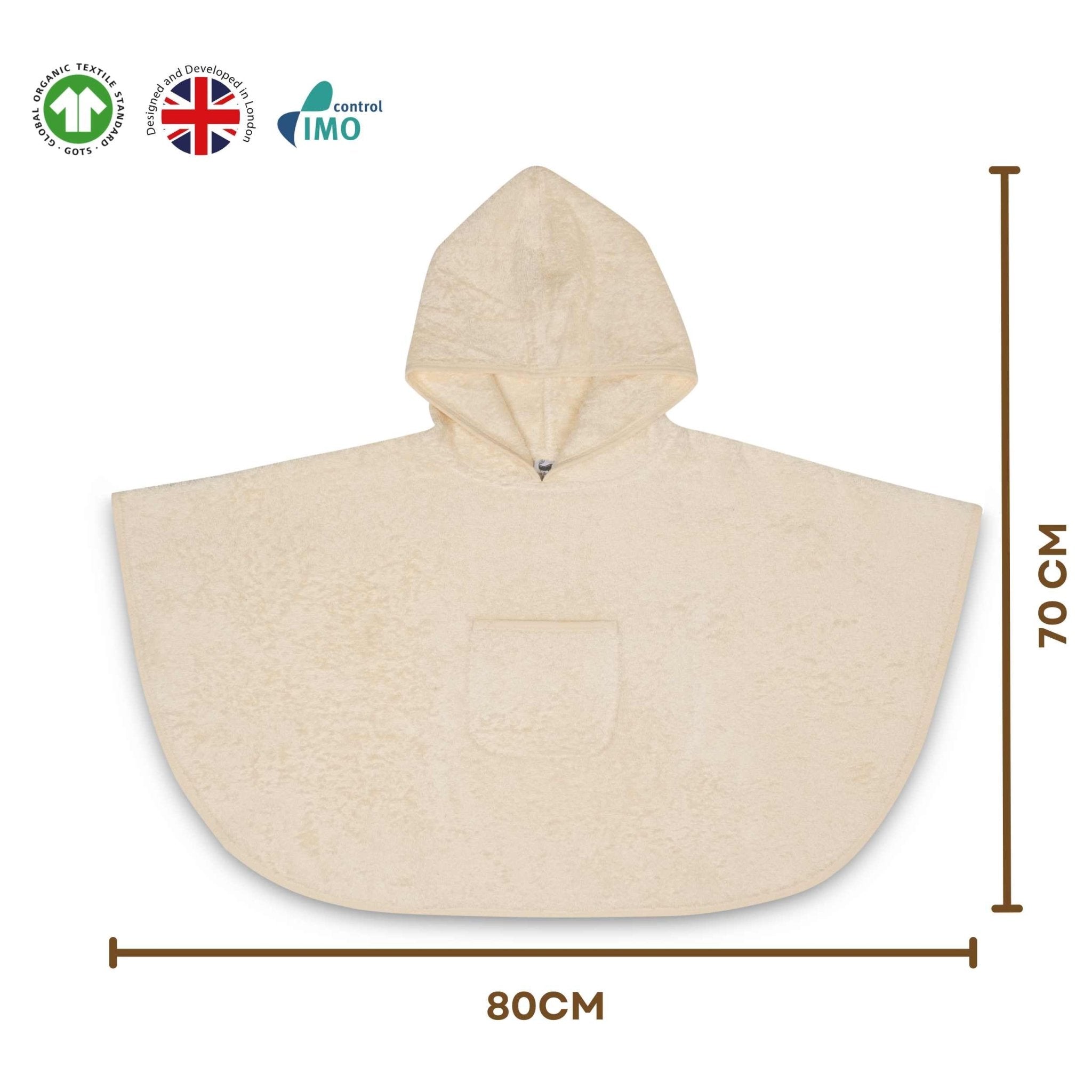 Eco Bath London Organic Cotton Baby Poncho - Luxuriously Soft, Undyed and Unbleached