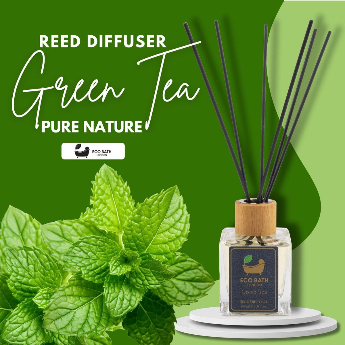 Eco Bath London Reed Diffuser Collection - Luxurious Home Fragrance, Long-Lasting Room Diffusers with Natural Essential Oils, 100ml (3.38 Fl.Oz), Multiple Scents Available
