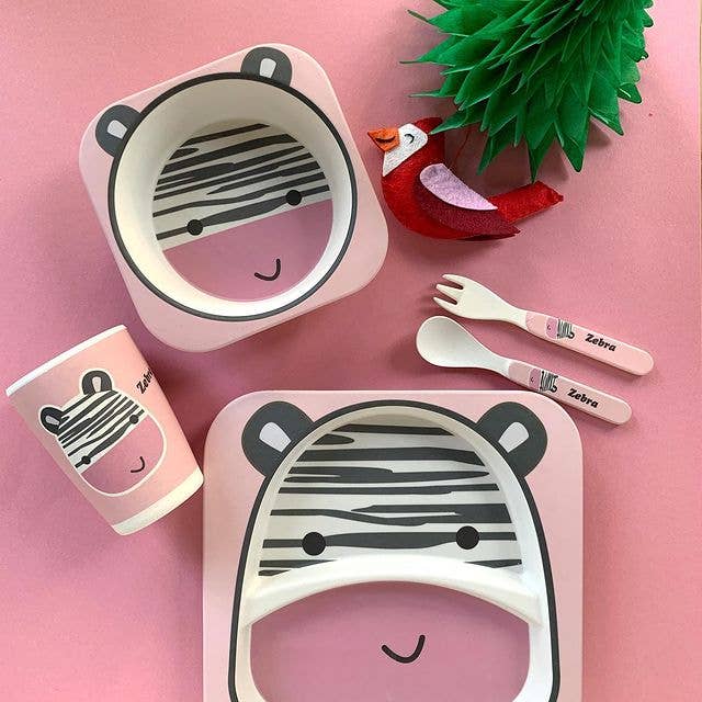 Elephant Bamboo Kids Dinner Set – 5 Piece Eco-Friendly Tableware