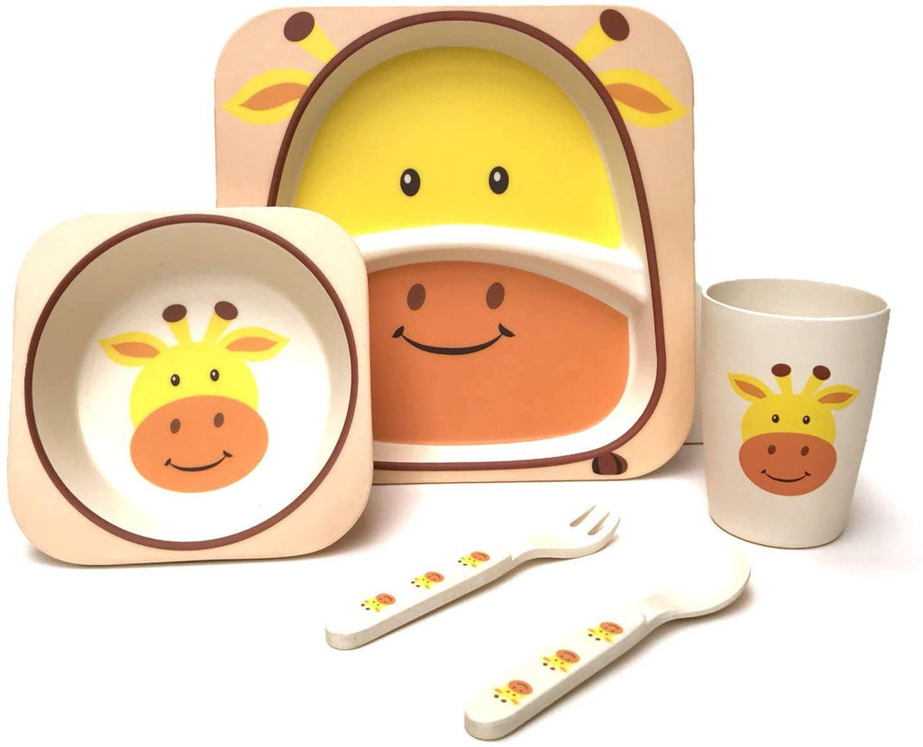 Elephant Bamboo Kids Dinner Set – 5 Piece Eco-Friendly Tableware