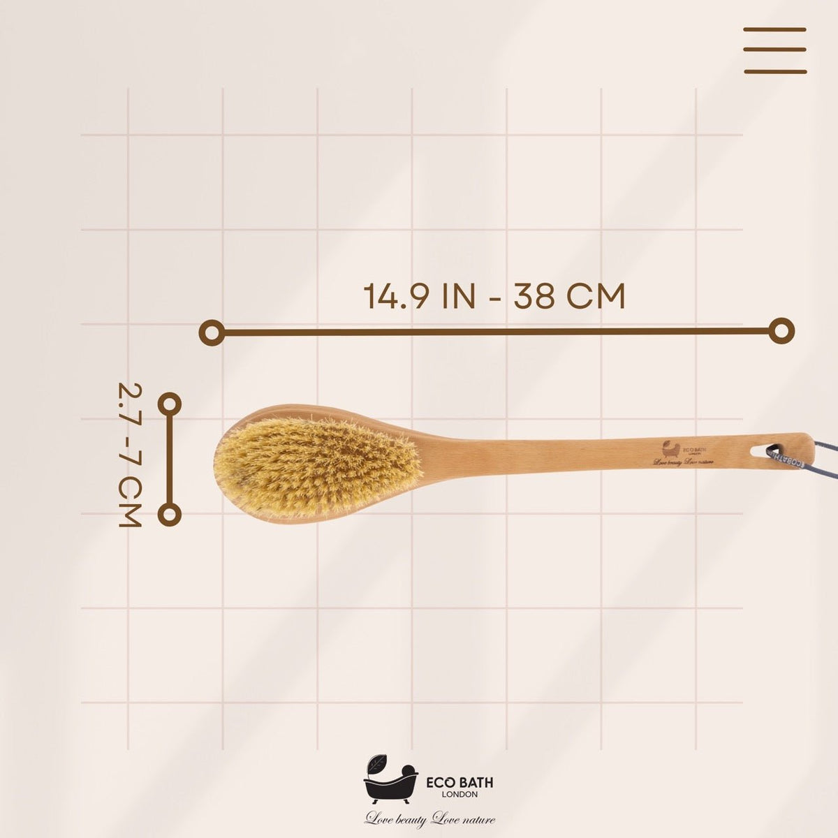 Natural Sisal or Bristle Body Brush for Dry Brushing and Showers
