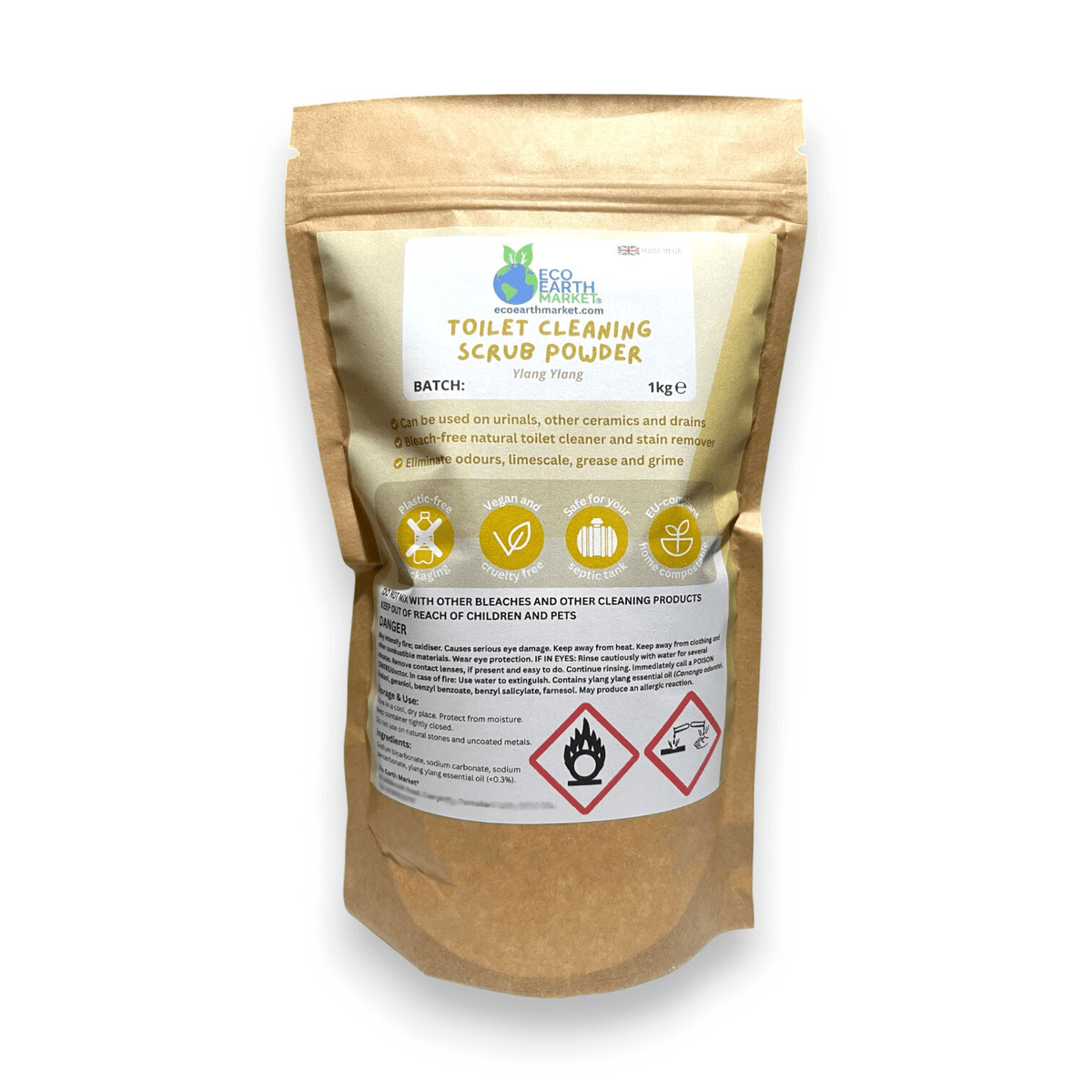 Natural Toilet Cleaning Powder with Essential Oil – Mineral-Based Formula - Choice of Scents