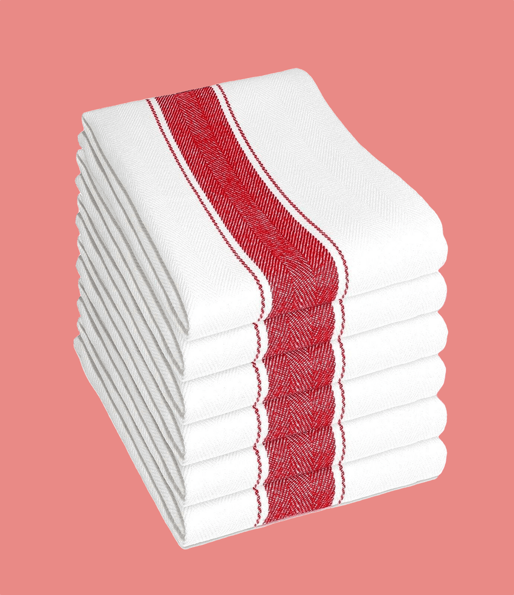 OLIVIA ROCCO Herringbone Tea Towels 100% Cotton Pack Of 6 50 By 75 Cm High Absorbency