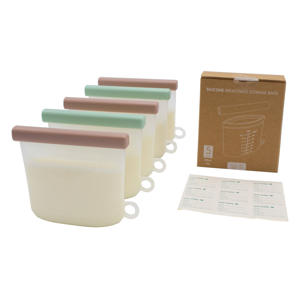 Silicone Breastmilk Storage Bags – Reusable, Leak-Proof (Pack of 5)