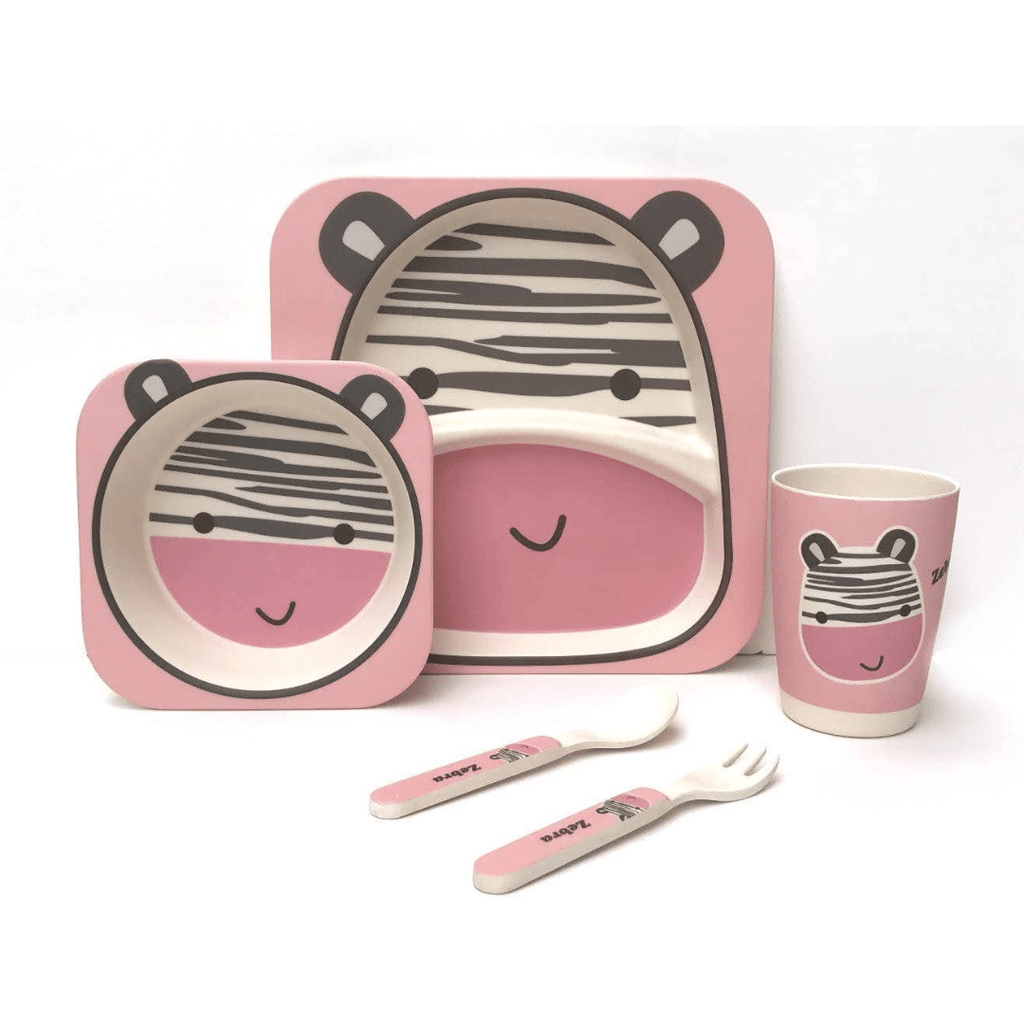 Zebra Bamboo Kids Dinner Set – 5 Piece Eco-Friendly Tableware